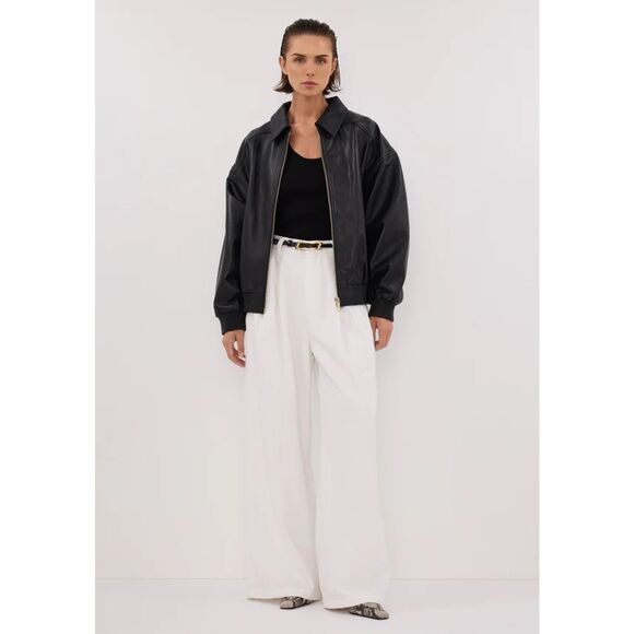 Dissh Hutton Black Leather Bomber Jacket 4 Oversized - Picture 1 of 7